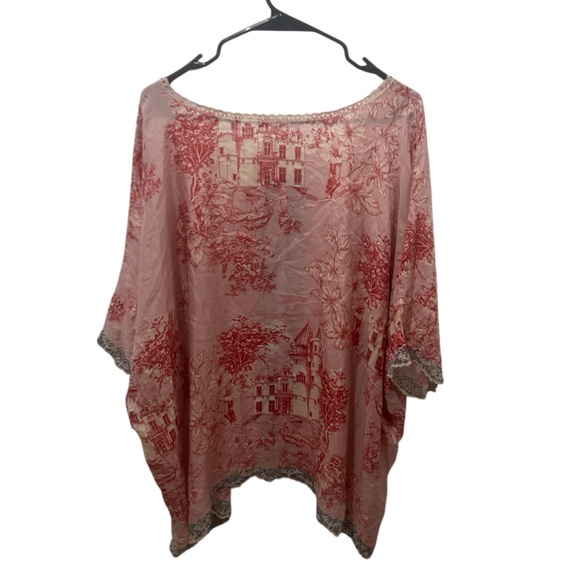 Johnny Was Halsey silk habotai blouse in pink toile print Size 3X - Picture 3 of 5
